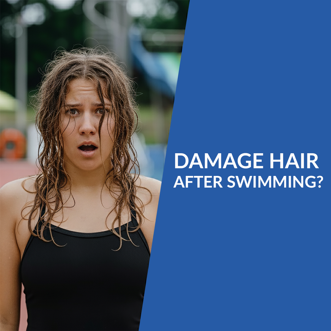 female swimmer with damaged hair after swimming